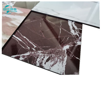Couche en PVDF Grain de marbre ACP Matériaux de construction Surface brillante Plafond de panneau ACP